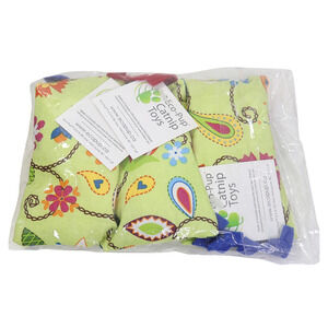 3 Pack Of Eco-Pup Catnip Eco-Kicker Toys - Lime Floral Pattern